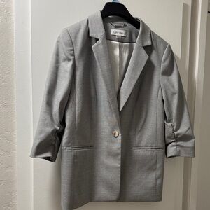 Calvin Klein Women's Light Gray Suit Jacket 14